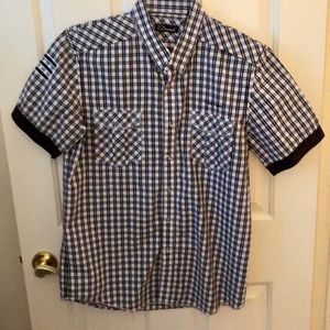 7 Diamonds Black & White Plaid Shirt